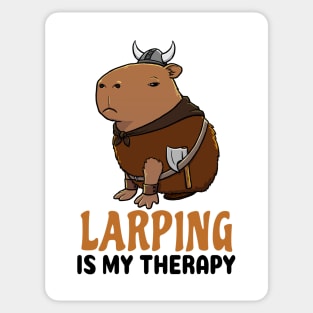 Larping is my therapy Capybara Viking Sticker